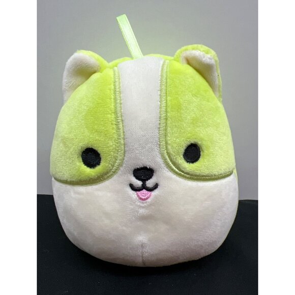 Squishmallow Reginald Neon Green Corgi Dog Hanging Mini Plush Ornament 4.5” - Picture 1 of 6